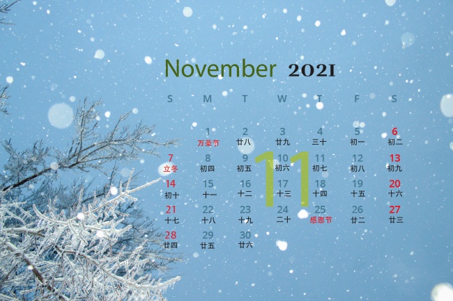 2021年11月月历图片