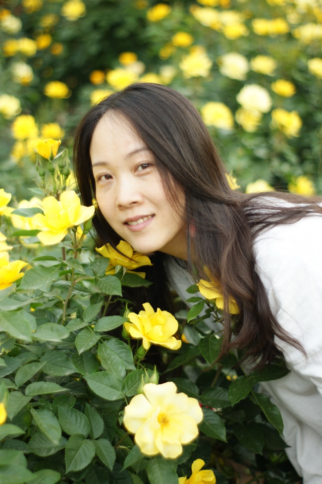 黄色花海美女写真图片