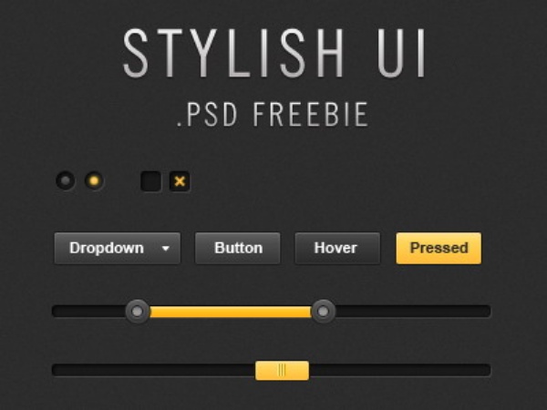 灰色和黄色UI按钮工具PSD素材下载