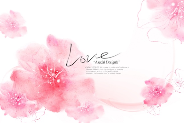 粉色花卉浪漫背景图PSD素材下载