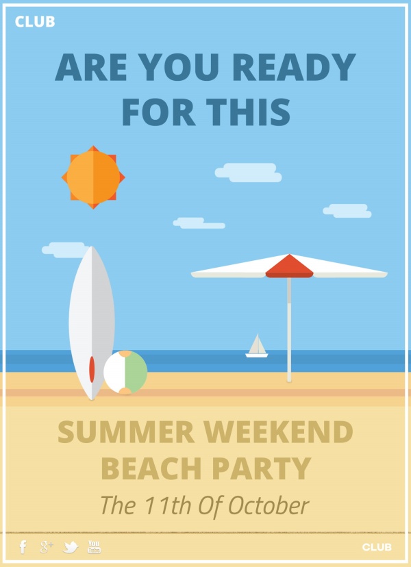 夏季海滩派对海报PSD