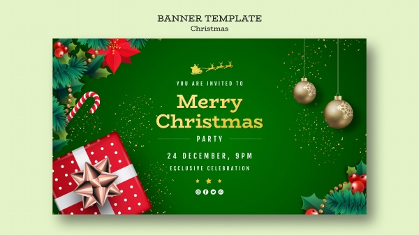 圣诞节派对banner设计图PSD素材下载