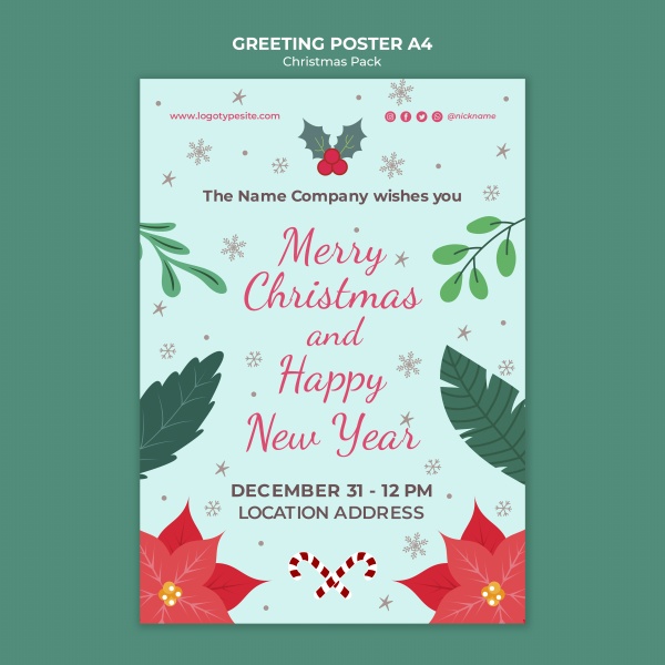 圣诞节创意英文海报设计PSD素材下载