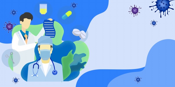 蓝色医疗抗击疫情海报背景ps素材 站长素材
