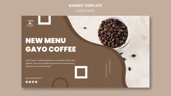 咖啡店横幅概念PSD模板PSD素材下载