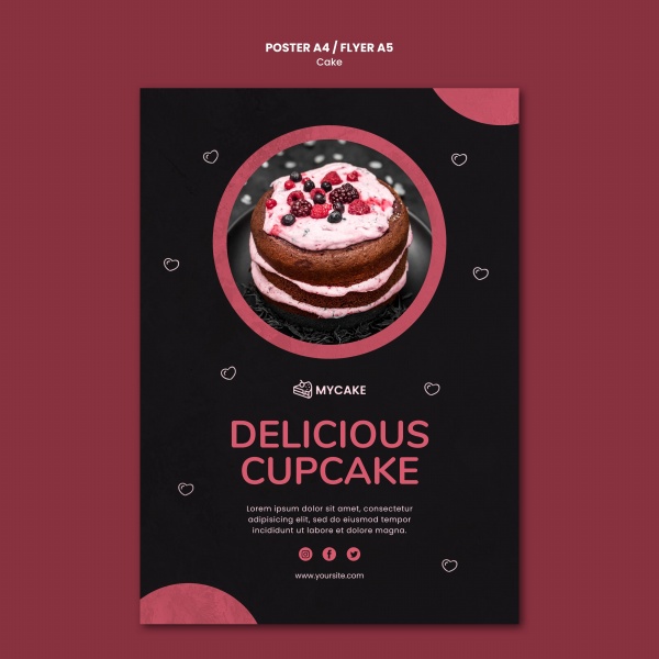 美味纸杯蛋糕海报模板PSD素材下载
