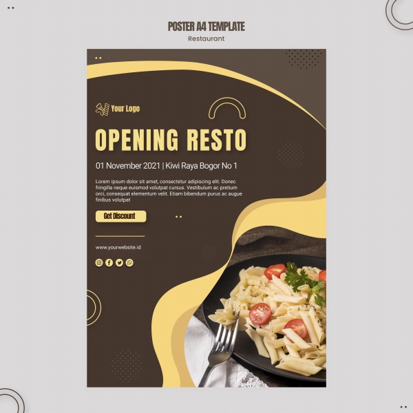 意大利面餐厅海报模板PSD素材下载