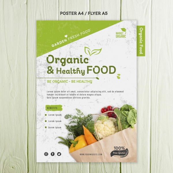 有机食品概念海报模板PSD素材下载