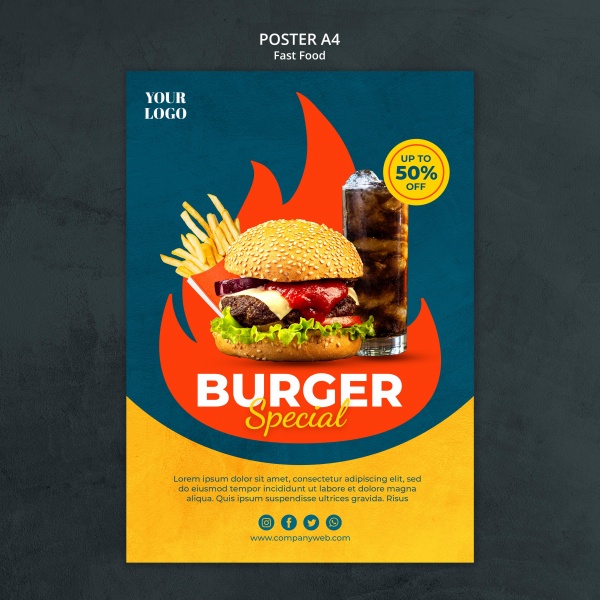 超级汉堡美食宣传活动海报PSD素材下载