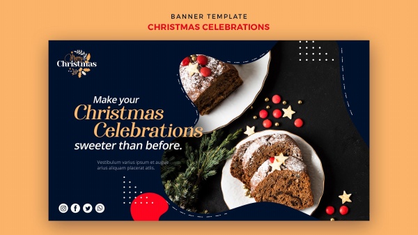 圣诞甜点PSD宣传横幅PSD素材下载