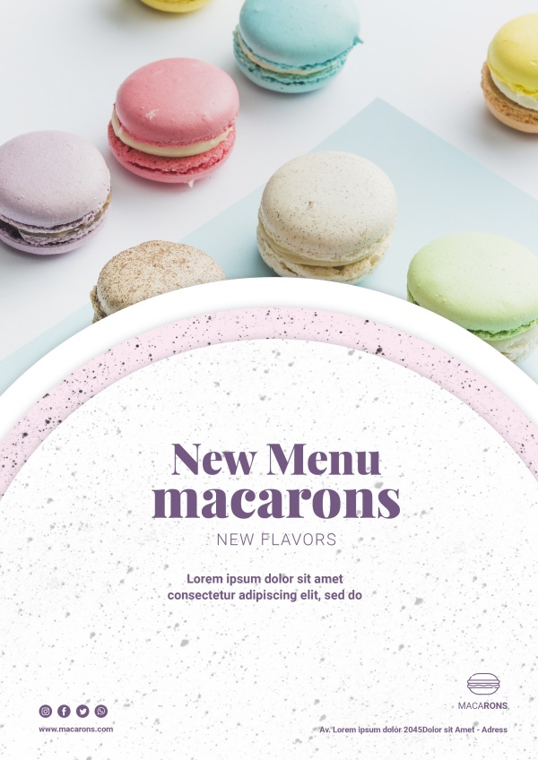 马卡龙甜品菜单模板PSD素材下载