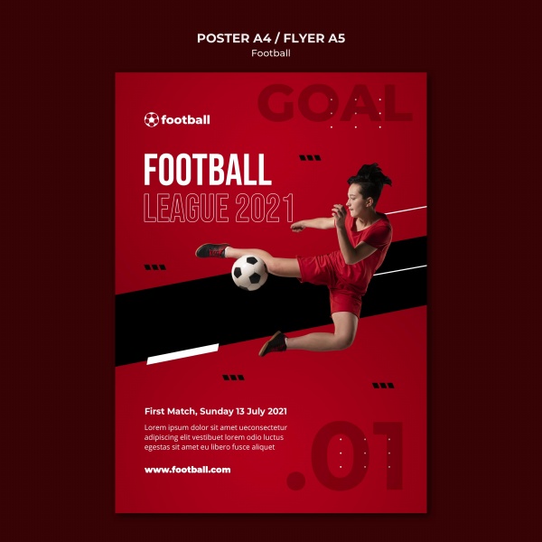 女性足球海报模板设计PSD素材下载