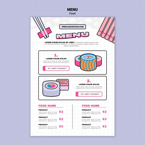 美食寿司菜单模板设计PSD素材下载
