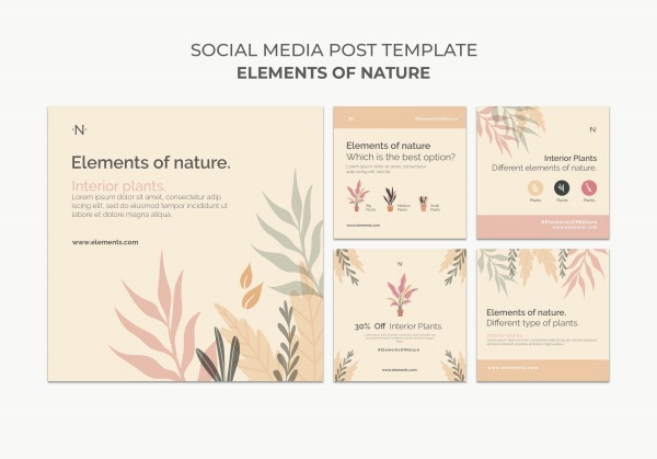 自然要素社交媒体卡片设计PSD素材下载
