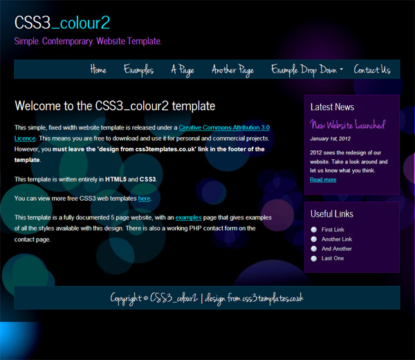 简单时尚色彩CSS3模板（常用css3样式大全）