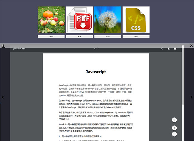 jQuery弹出图片和PDF文件预览代码
