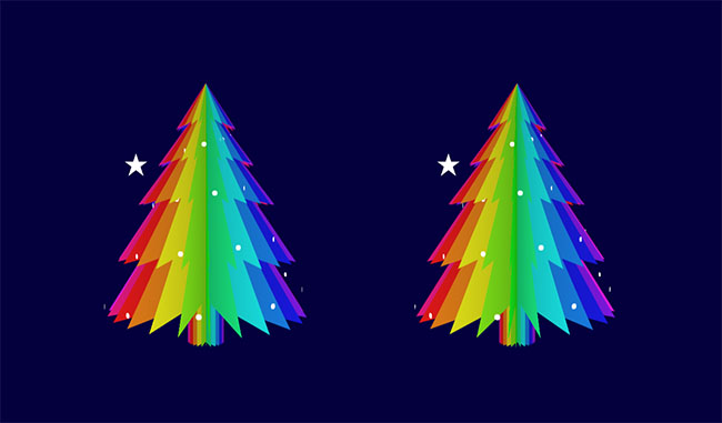 卡通彩色圣诞树CSS3特效（圣诞树卡通素材）