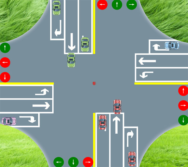 HTML5模拟交通信号灯动画特效（道路交通红绿灯规则模拟动画）