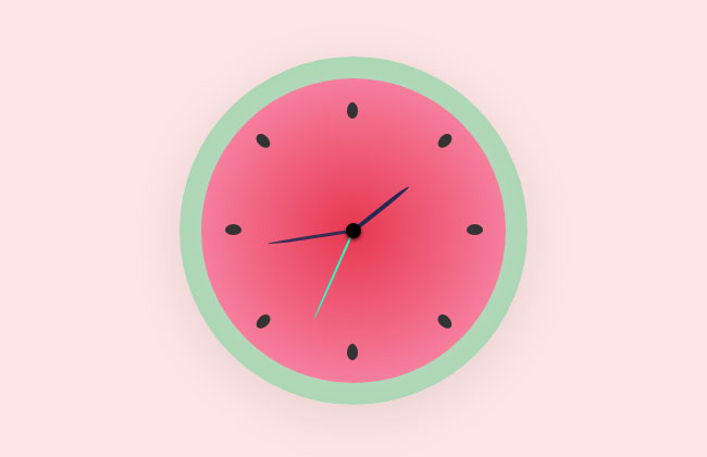 CSS3西瓜样式的指针时钟特效